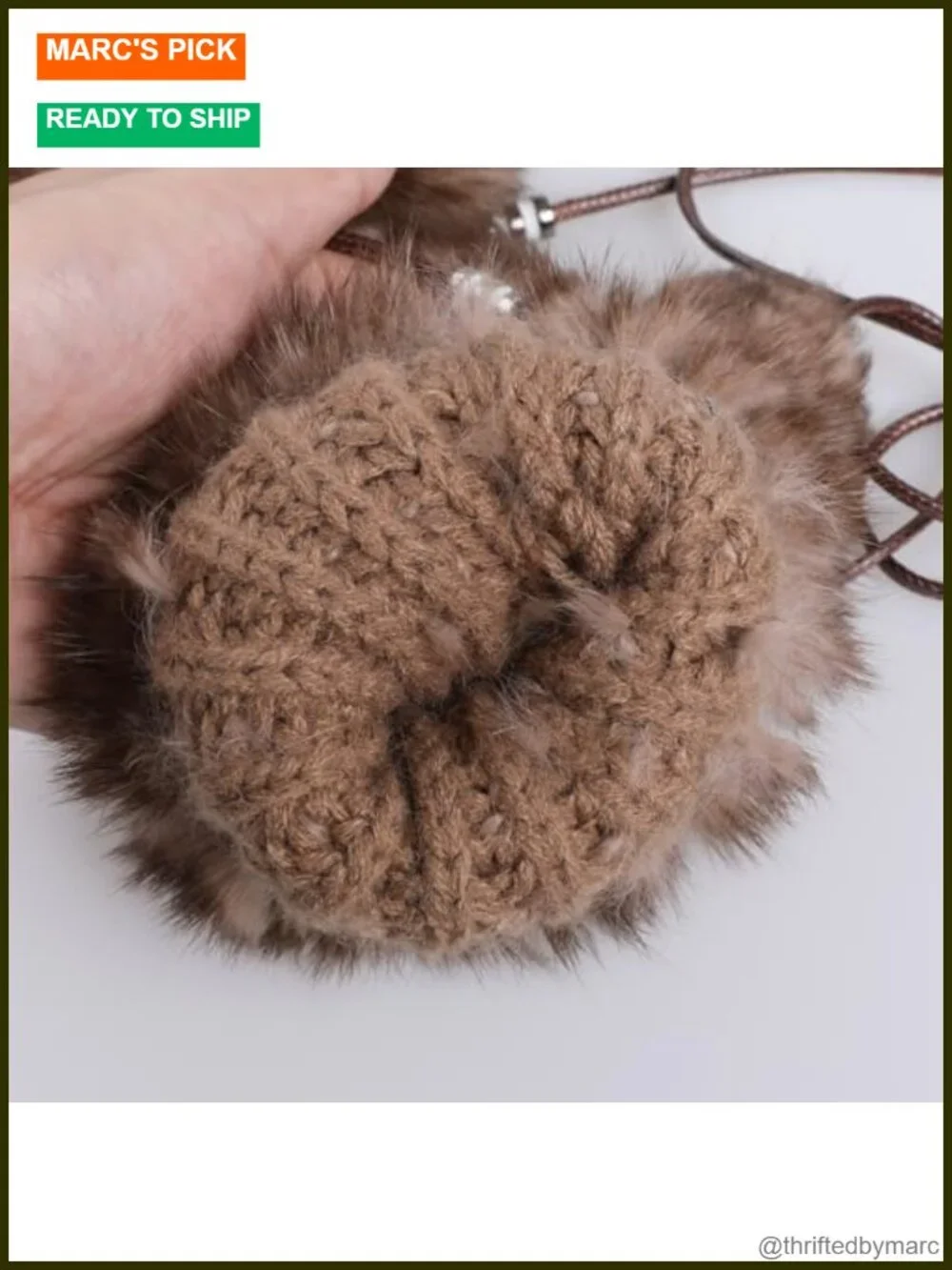 Luxury Women's Genuine Rabbit Fur Knitted Mittens - Soft Winter Cold Weather